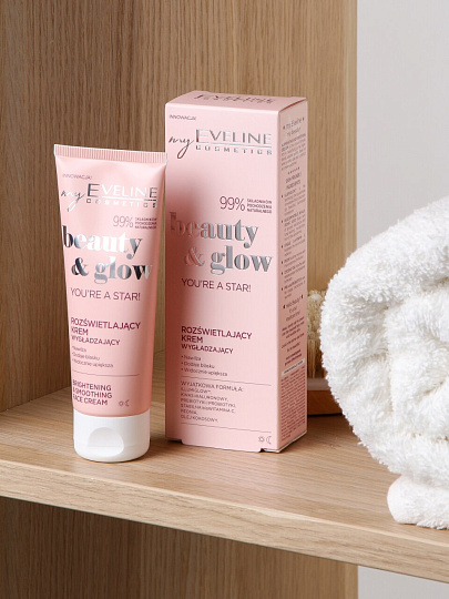 Крем для лица, Eveline, Разглаживающий, с эффектом сияния, для всех типов кожи, 75 мл