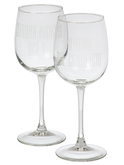 Бокал для вина, 420 мл, стекло, 2 шт, Glasstar, Надписи Микс, G8166