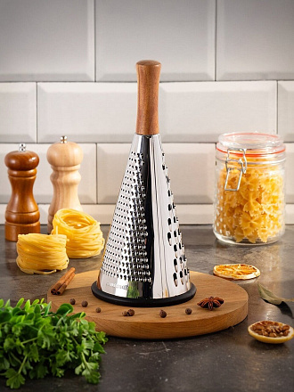 Терка 3 грани, 30х13 см, нержавеющая сталь, рукоятка дерево, Y4-8037