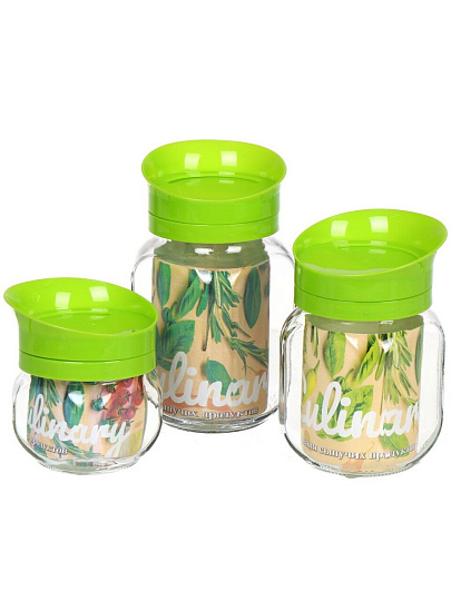 Банка для сыпучих продуктов, стекло, 0.9 л, с пластиковой крышкой-дозатором, 00973-00001, салатовая