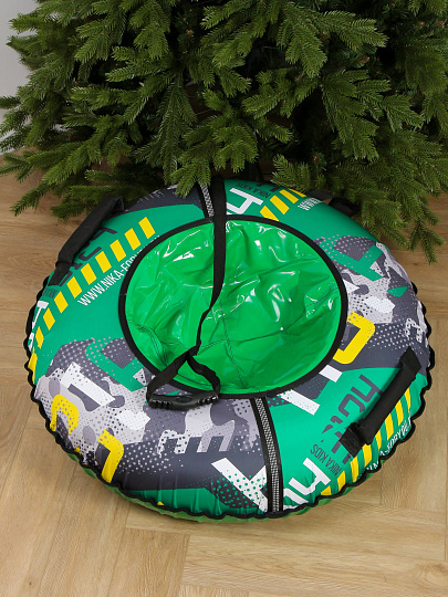 Санки-ватрушка Nika, 85 см, 90 кг, с буксировочным тросом, с ручками, зеленые, ТБ2К-85/7