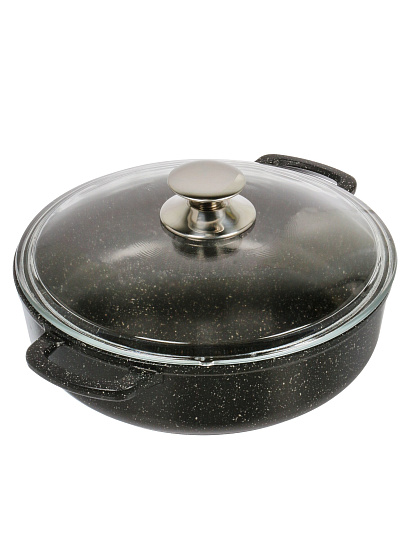 Жаровня алюминий, 26 см, 3 л, антипригарное покрытие, Горница, Induction Гранит, Иж2611аг, с крышкой, индукция