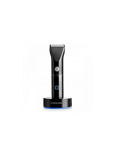 Машинка для стрижки, Brayer, 3400BR, аккумуляторная, 3 Вт, черная, 4 насадки, LED-дисплей