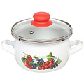 Кастрюля эмалированная сталь, 1.5 л, крышка стекло, Сантэкс, Ягоды, 1-2415112, индукция