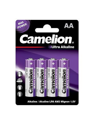 Батарейка Camelion, АА (LR6, 15A), Ultra Alkaline, щелочная, 1.5 В, блистер, 4 шт, 14854