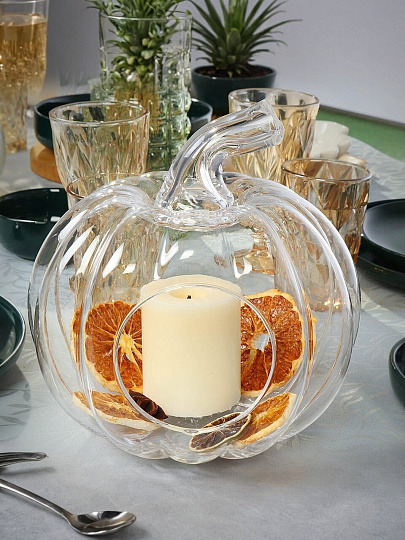 Ваза стекло, настольная, 23х24 см, Alegre Glass, Тыква, 337-030