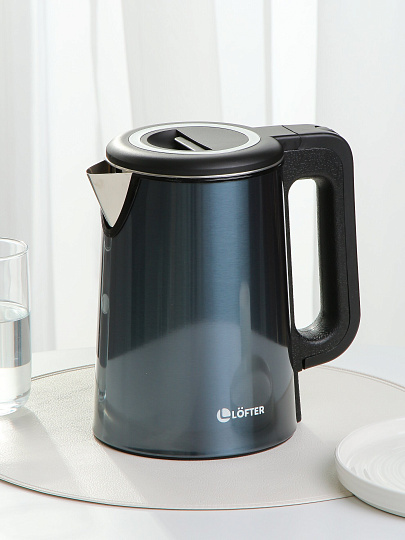 Чайник электрический Lofter, CZ-S180, графит, 1.7 л, скрытый нагревательный элемент, 1800 Вт, скрытый нагревательный элемент, автоотключение, нержавеющая сталь