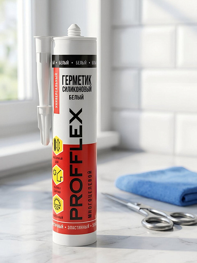 Герметик силиконовый, многоцелевой, Profflex, 260 мл, белый