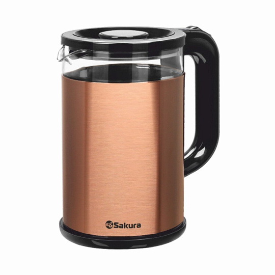 Чайник электрический Sakura, SA-2742MGL, 1.8 л, 1800 Вт, скрытый нагревательный элемент, стекло, нержавеющая сталь, пластик
