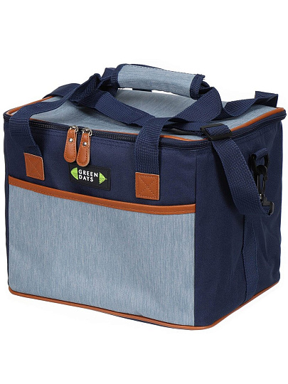 Термосумка 16 л, 29.5х24.5х24.5 см, Green Days, полиэстер, алюминий, квадратная, темно-синяя, с серым, CA219124.01