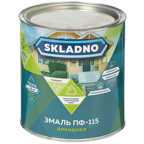 Эмаль Skladno, ПФ-115, алкидная, глянцевая, вишня, 2.6 кг