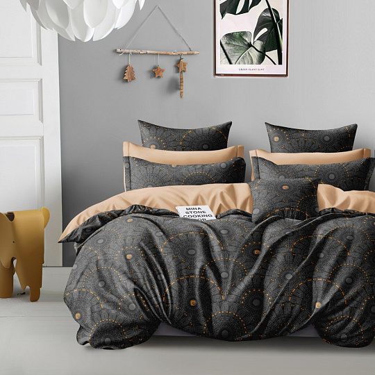 Постельное белье 2-спальное, с европростыней, простыня 215х240 см, 2 наволочки 50х70 см, пододеяльник 175х215 см, Butterfly, сатин, рис. 2328