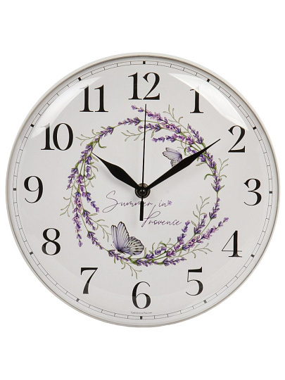 Часы настенные, кварцевые, 25 см, основание белое, круглые, Рубин, Прованс, 2526-100