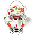 Сервиз чайный из керамики, 13 предметов, Цветочный 2 0030444
