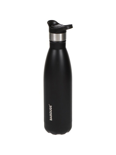 Термобутылка нержавеющая сталь, 0.6 л, узкая горловина, Barouge, колба нержавеющая сталь, черная, BT-007