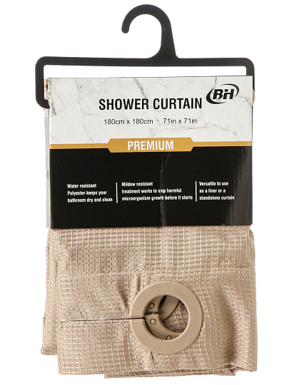 Штора для ванн 180х180 см, ПЭ, Однотонная хаки, с люверсами, Y4-11157