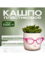 Кашпо пластик, 0.65 л, 11.5х10.5 см, со вставкой, белый ротанг, Idea, Мари, М 3075