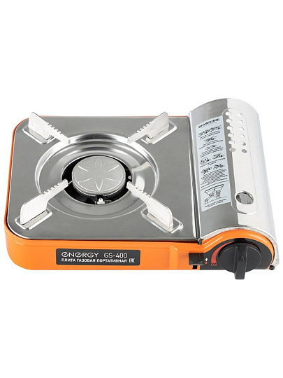 Плита газовая портативная, 1 конфорка, 29х20х9.2 см, для цанговых баллонов, кейс, Energy, GS-400, 105312