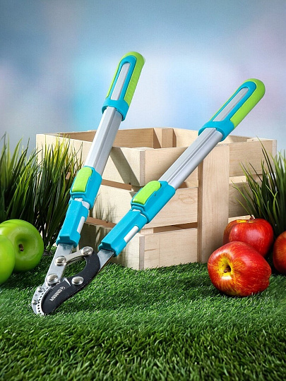 Сучкорез для веток, 740 мм, с наковальней, Grandy, телескопическая штанга, рукоятка алюминий, 402518