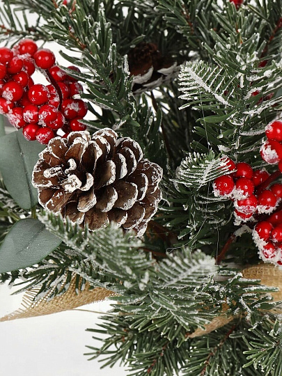 Композиция новогодняя настольная 27 см, с ягодами и шишками, SYSPS -0823119