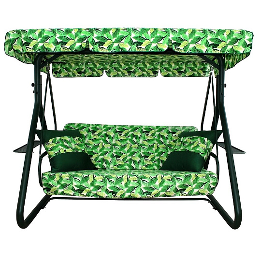 Качели садовые 3-местные, 202х133х174 см, 350 кг, Arno, Элегант, раскладываются в кровать, зеленые, 2016-КД-45/С, металл