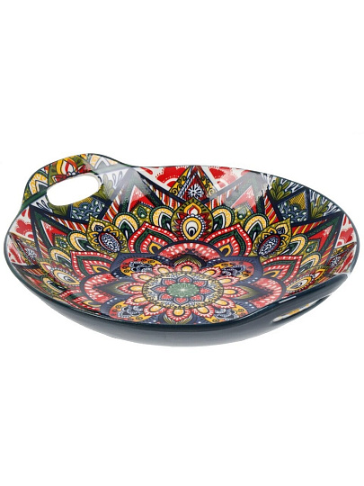 Блюдо фарфор, 22.5х20.5х4.5 см, с ручками, синее, Arabesque, Nouvelle Home, 860082