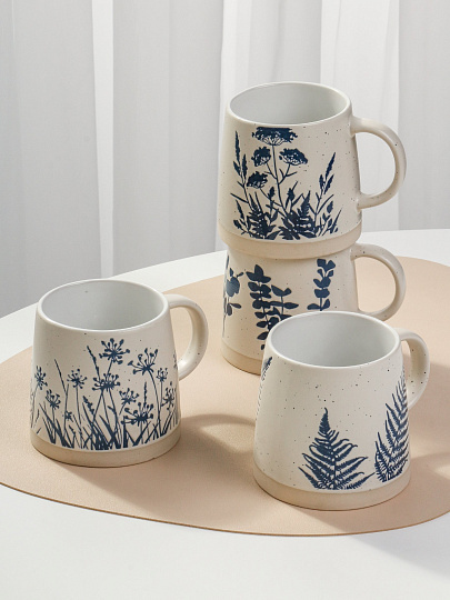 Набор кружек керамика, 4 шт, 390 мл, Ботаника, Daniks, Y4-11303