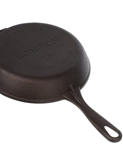 Сковорода чугун, 26 см, Boniron, с литой ручкой, индукция, ВС26-01