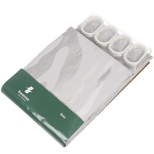 Штора для ванн 180х200 см, полиэстер, Swensa, Geo, светло-серая, SWC-90-87-LGY