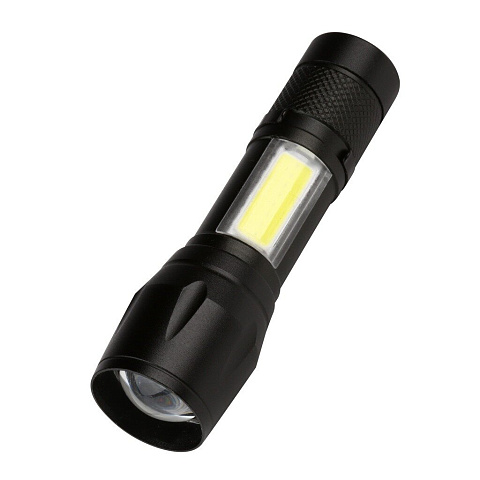 Фонарь ручной, прожектор, Smartbuy, алюминий, черный, LED, 3Вт +3Вт СОВ, SBF-104