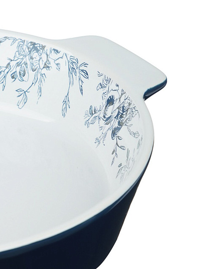 Форма для запекания керамика, 21.5х25.5х5 см, круглая, Millimi, Цветы, 826-008