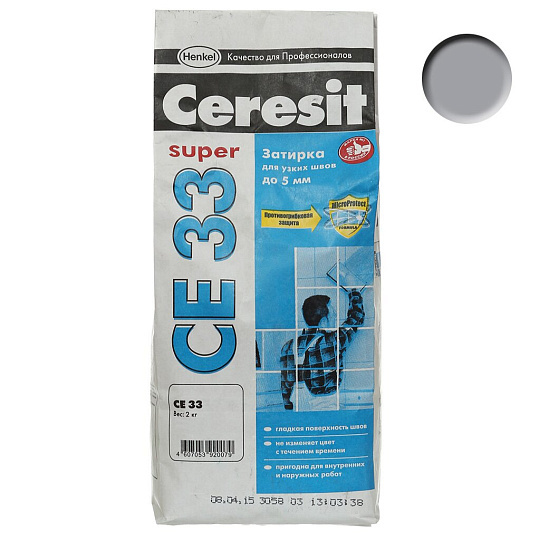 Затирка для швов Ceresit, СЕ33, 2 кг, антрацит, 1037567