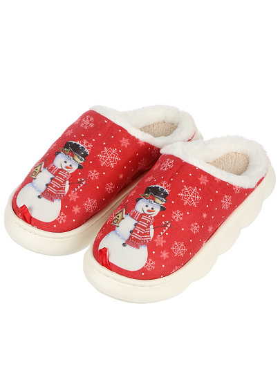 Тапки для женщин, полиэстер, красно-белые, р. 40-41, Снеговички, A210406