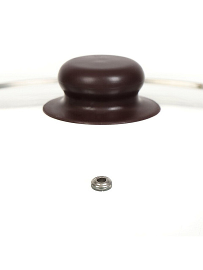 Крышка для посуды стекло, 24 см, Daniks, Коричневый, металлический обод, кнопка бакелит, Д4124K