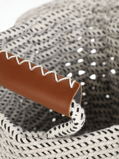 Корзина 22х15х17 см, круглая, плетеная, с кожаной ручкой, Y4-8944