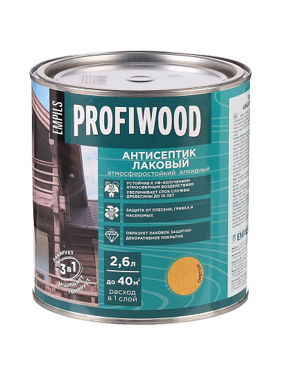 Антисептик Profiwood, для дерева, лаковый, орегон, 2.4 кг