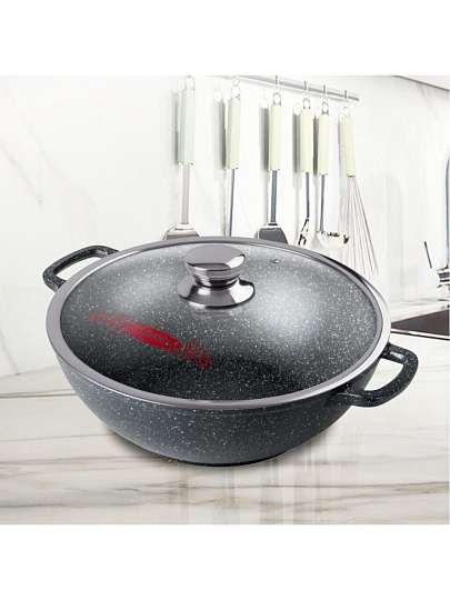 Казан алюминий, антипригарное покрытие, 4 л, Гранит, с крышкой, Горница, кн2832аг