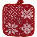 Прихватка 18х18 см, 100% хлопок, красная, Winterland, Снежный калейдоскоп, 670937