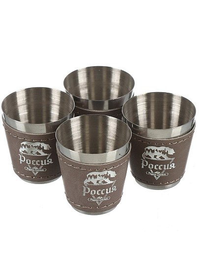 Фляга нержавеющая сталь, подарочный набор 6 предметов, Россия, Y4-9067
