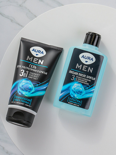 Набор подарочный для мужчин, Aura, Men, гель для бритья 150 мл, лосьон после бритья 150 мл