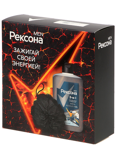 Набор подарочный мужской, Рексона, гель для душа и шампунь 3 в 1 490 мл + мочалка