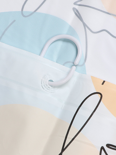 Штора для ванной 180х180 см, Peva, Камни бежево-голубые, белая, Y4-11149