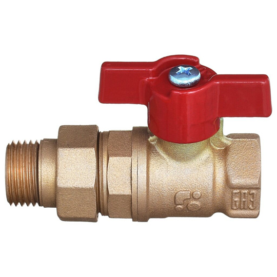 Кран для воды, 1&quot;, с американкой, ручка-бабочка, БАЗ