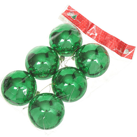 Елочный шар 6 шт, зеленый, 8 см, пластик, SYCBF817-430 GR