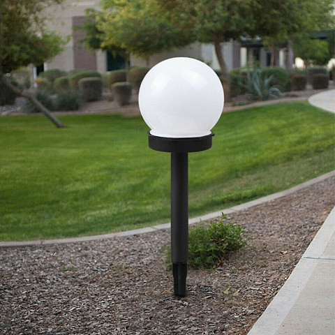 Светильник садовый Ultraflash, SGL-003, на солнечной батарее, грунтовый, шар, матовый