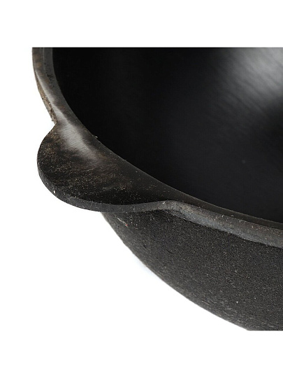 Казан узбекский чугун, 6 л, с крышкой, крышка алюминий, плоское дно, черный, 6403