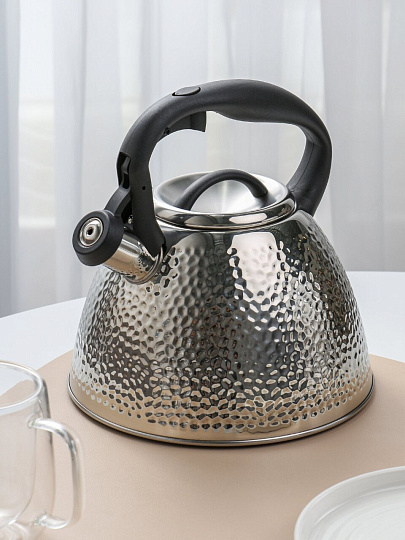 Чайник нержавеющая сталь, 3 л, со свистком, сатинированный, сталь 304, Daniks, индукция, GS-04197A-1