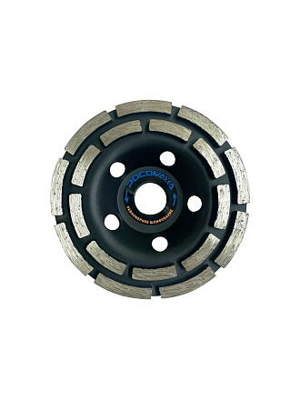 Чашка шлифовальная Росомаха, 125 мм, двухрядная, посадочный диаметр 22.2 мм, сегментная, по бетону, 122125