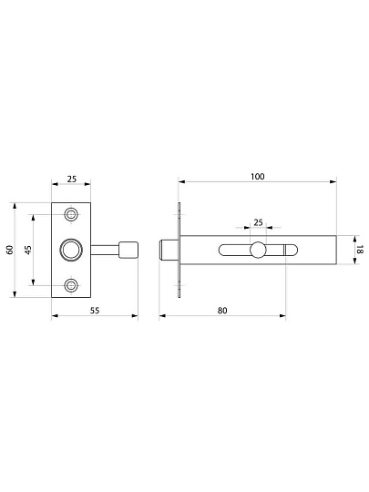 Задвижка дверная врезная, ригель круглый, Секрет-Киров, ЗД-05, 14 009, антик медь