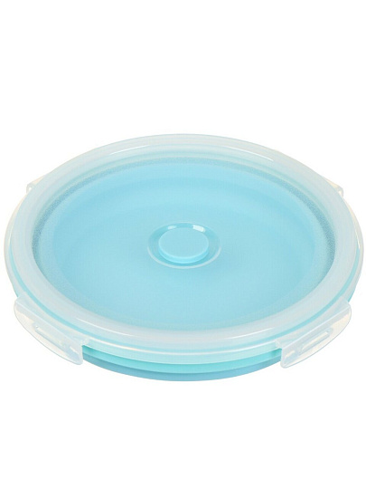Контейнер пищевой пластик, 0.8 л, голубой, круглый, складной, Y4-6485